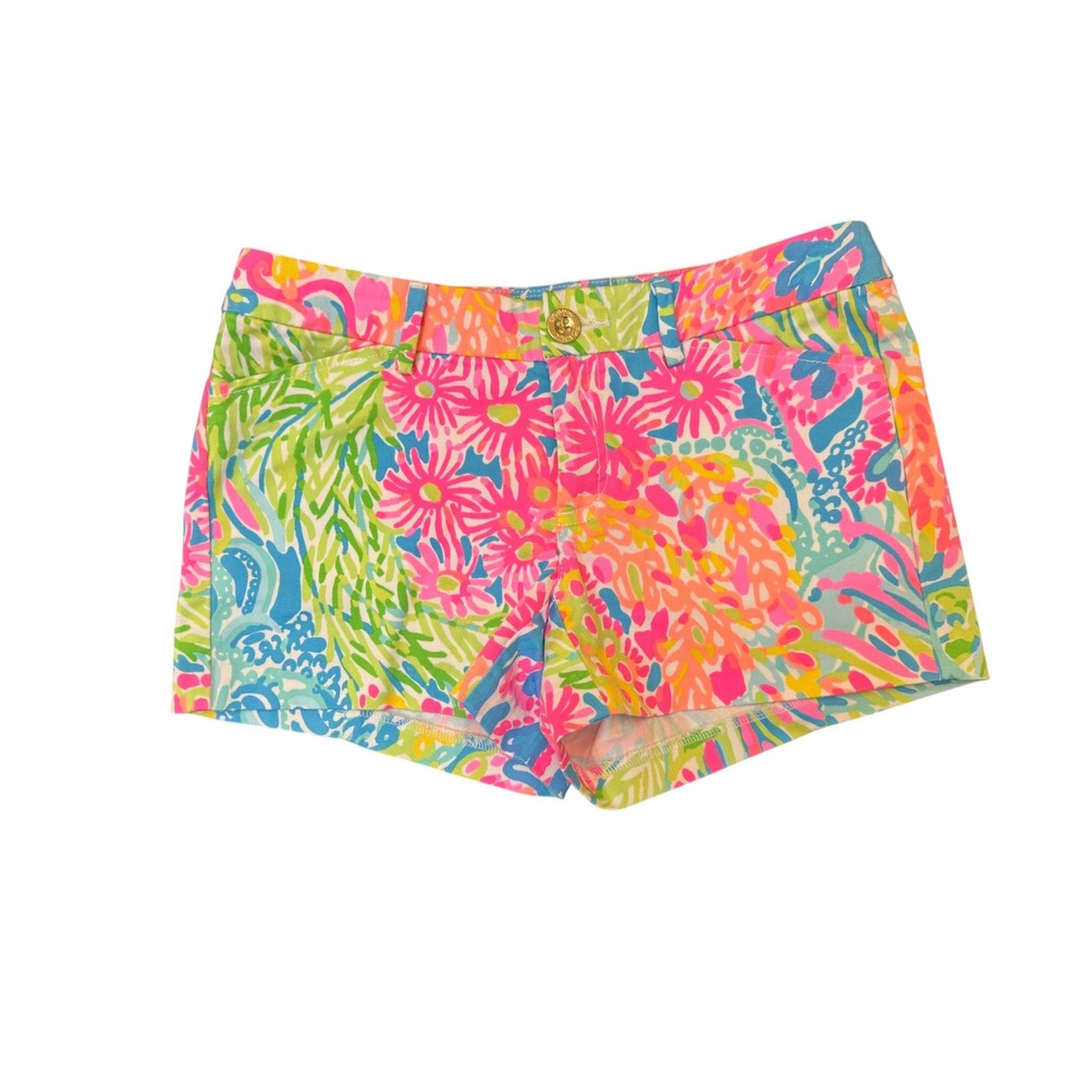 Lilly Pulitzer Bay Ave Short Lovers Coral Multi Floral Size 0 NWT
